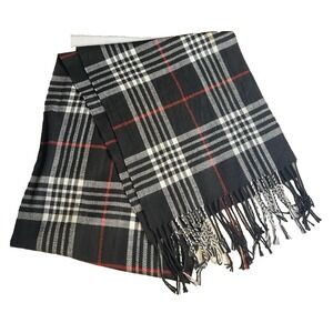 Black White Red Winter Plaid Scarf  Layer Warm Plaid Men or Women -‎ 62 x 12